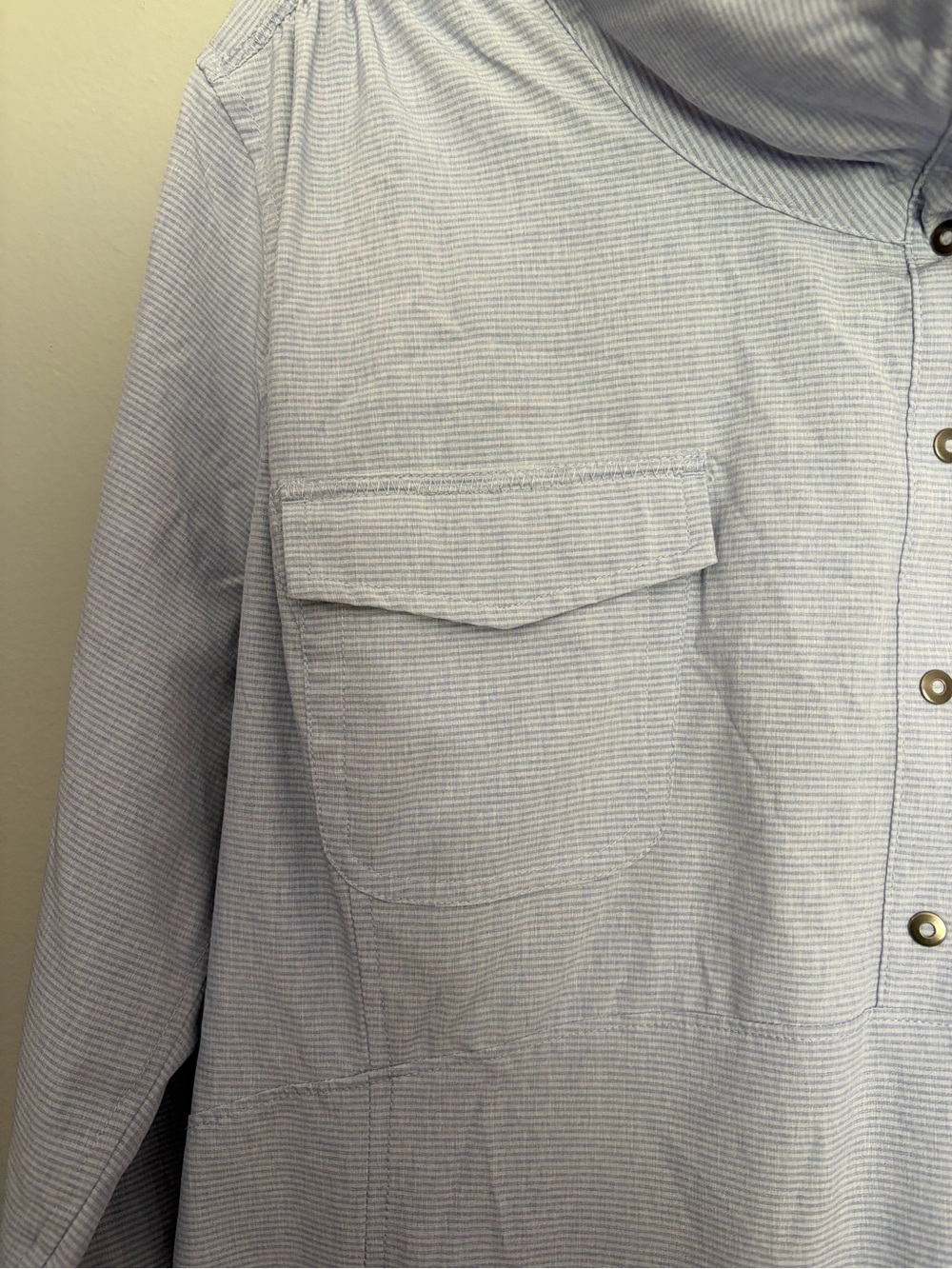 Duluth Trading Co UPF Tunic Women’s XL Nine to Fine Blue Stripe Sun Protection - Picture 3 of 15